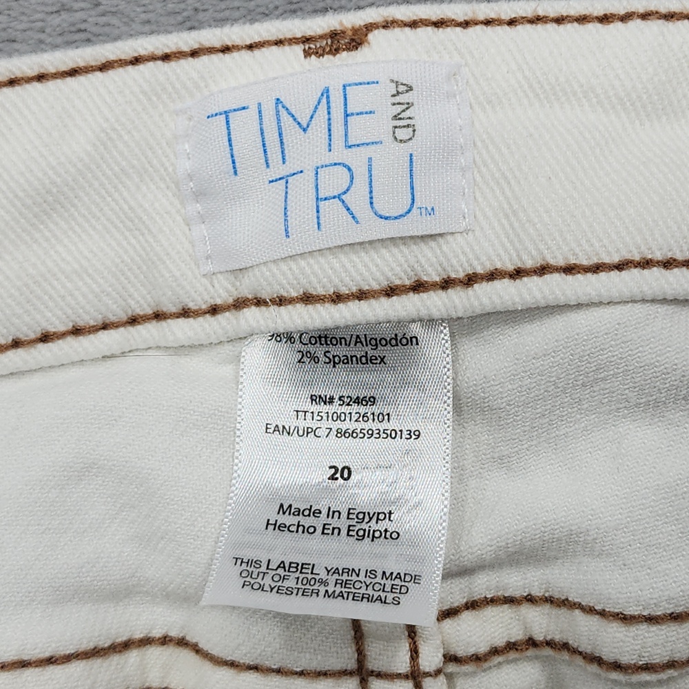 Time And Tru Jeans Womens 20 White Mid Rise Bootcut Slit Hem Stretch Casual - Picture 6 of 13